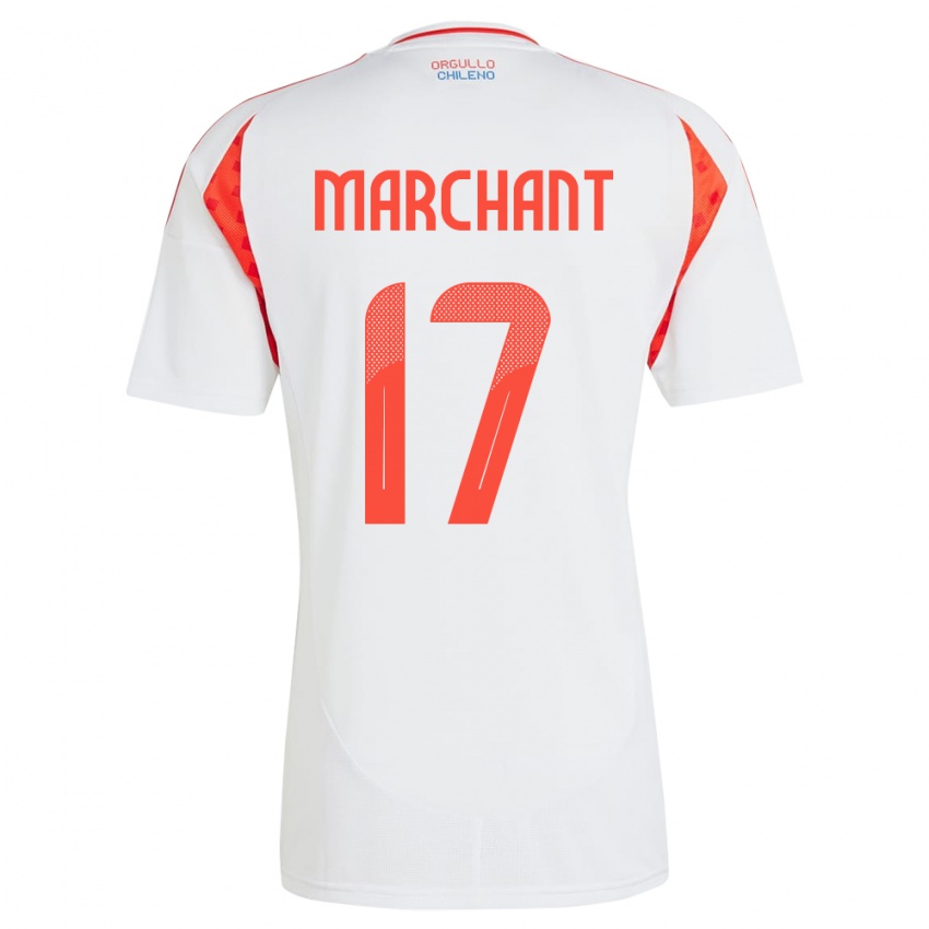 נשים צ'ילה Francisco Marchant #17 לבן הרחק ג'רזי 24-26 חולצה קצרה