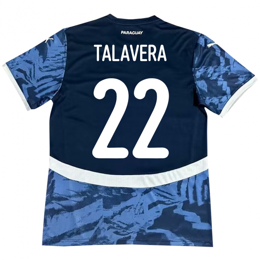 נשים פרגוואי Javier Talavera #22 כְּחוֹל הרחק ג'רזי 24-26 חולצה קצרה