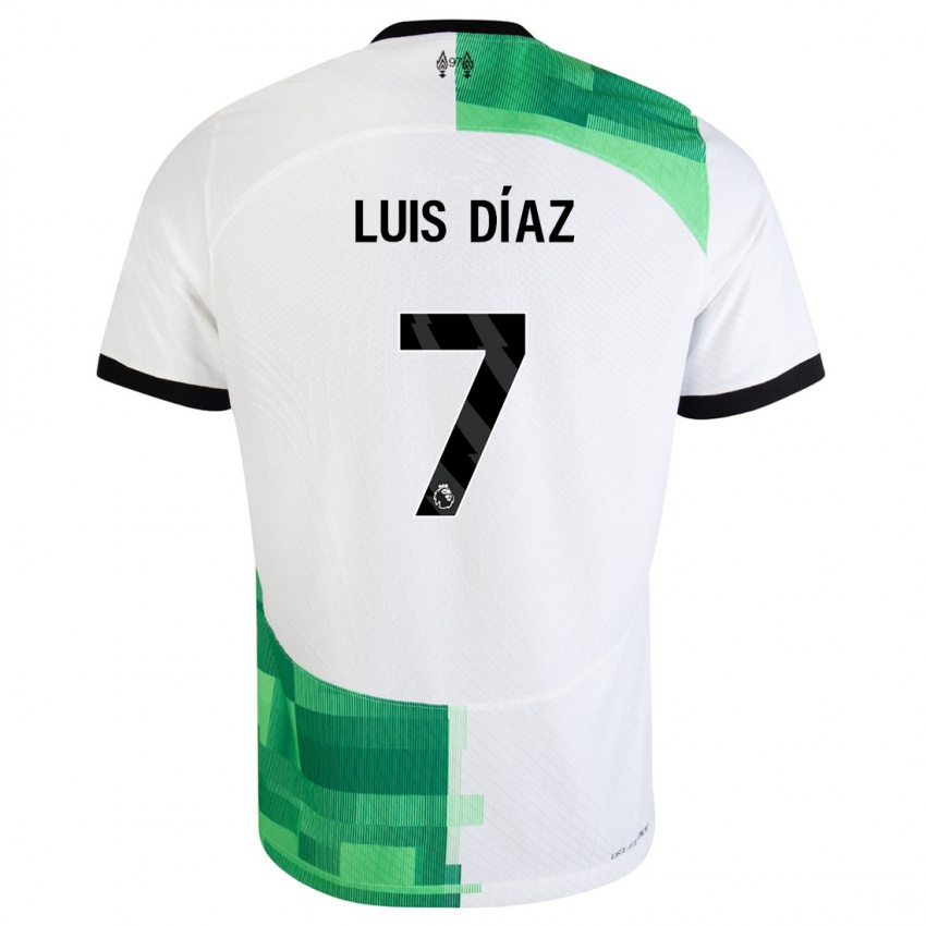 ילדים לואיס דיאס #7 לבן ירוק הרחק ג'רזי 2023/24 חולצה קצרה