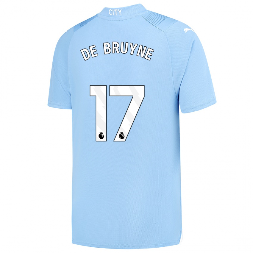 גברים קווין דה בראונה #17 כחול בהיר ג'רזי ביתית 2023/24 חולצה קצרה