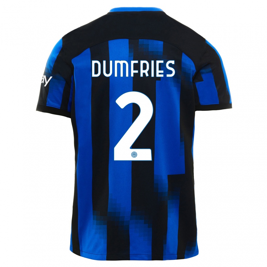 גברים דנזל דומפריס #2 שחור כחול ג'רזי ביתית 2023/24 חולצה קצרה