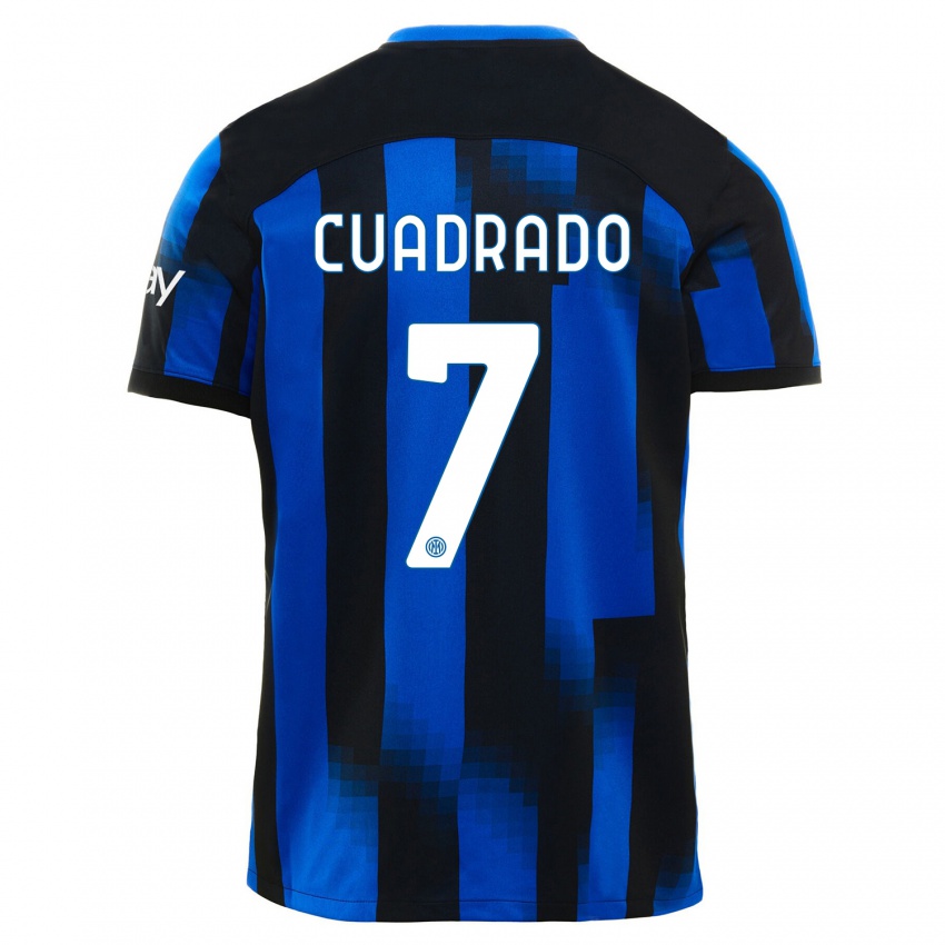גברים חואן קוודראדו #7 שחור כחול ג'רזי ביתית 2023/24 חולצה קצרה