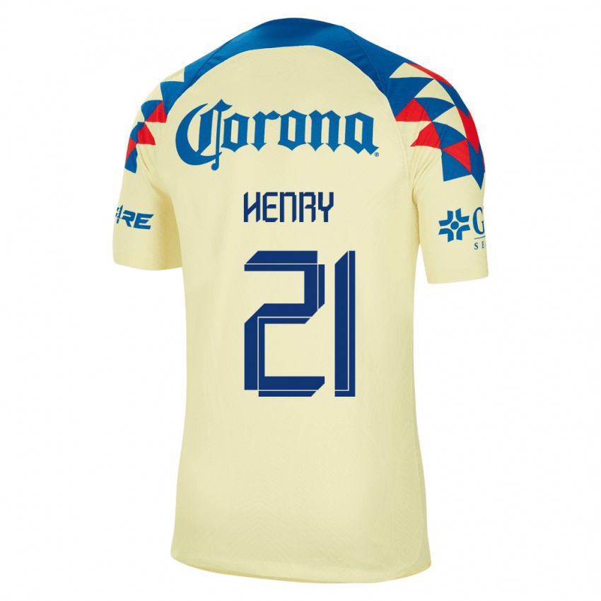 גברים הנרי מרטין #21 צהוב ג'רזי ביתית 2023/24 חולצה קצרה