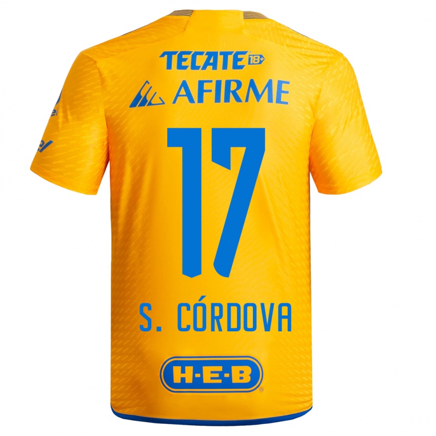 גברים סבסטיאן קורדובה #17 צהוב ג'רזי ביתית 2023/24 חולצה קצרה