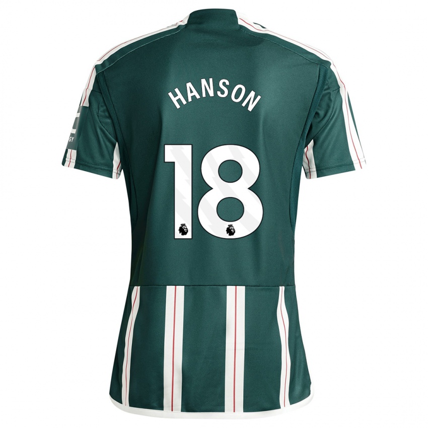גברים קירסטי הנסון #18 ירוק כהה הרחק ג'רזי 2023/24 חולצה קצרה