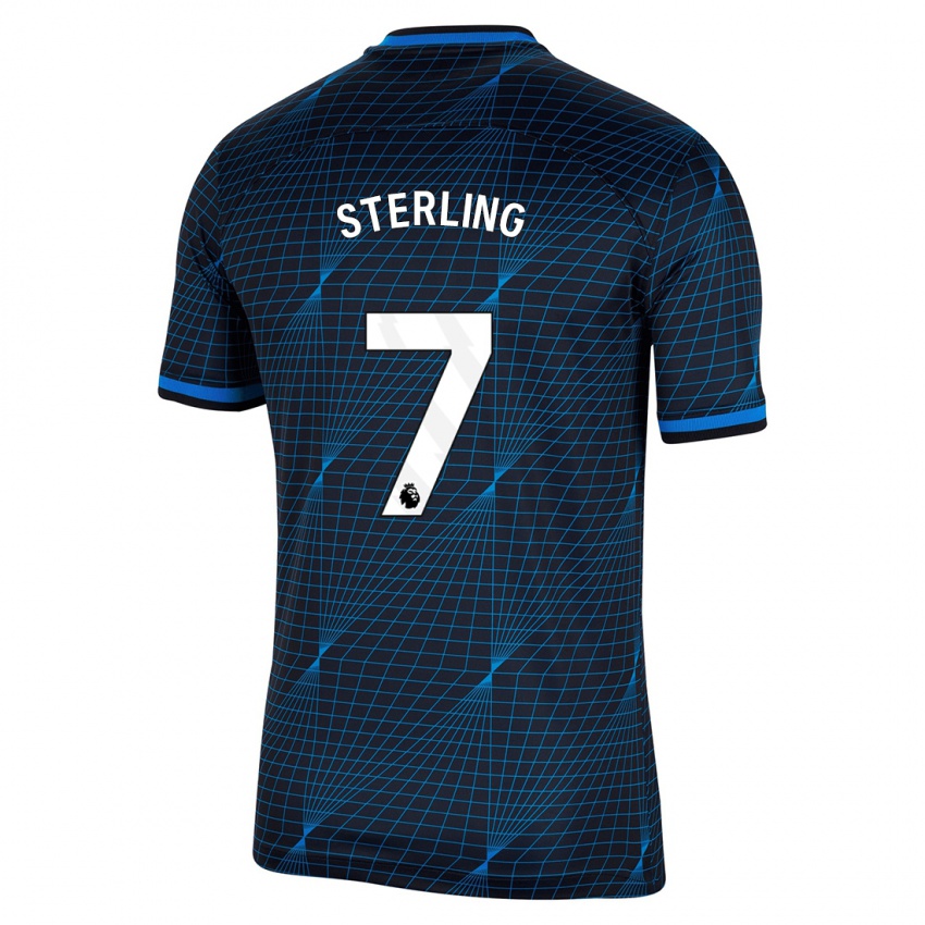 גברים ראהים סטרלינג #7 כחול כהה הרחק ג'רזי 2023/24 חולצה קצרה