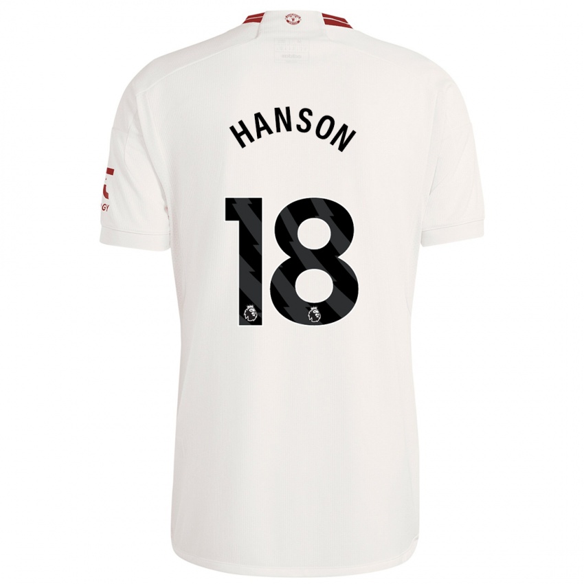 גברים קירסטי הנסון #18 לבן ג'רזי קיט שלישי 2023/24 חולצה קצרה