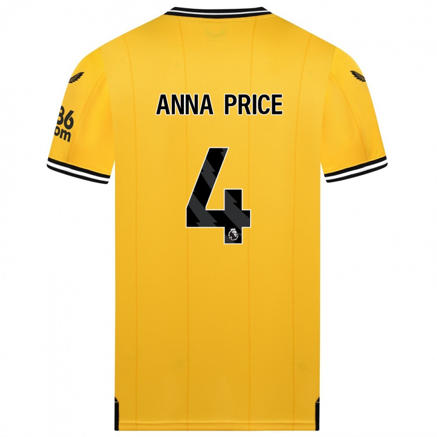 נשים אנה פרייס #4 צהוב ג'רזי ביתית 2023/24 חולצה קצרה