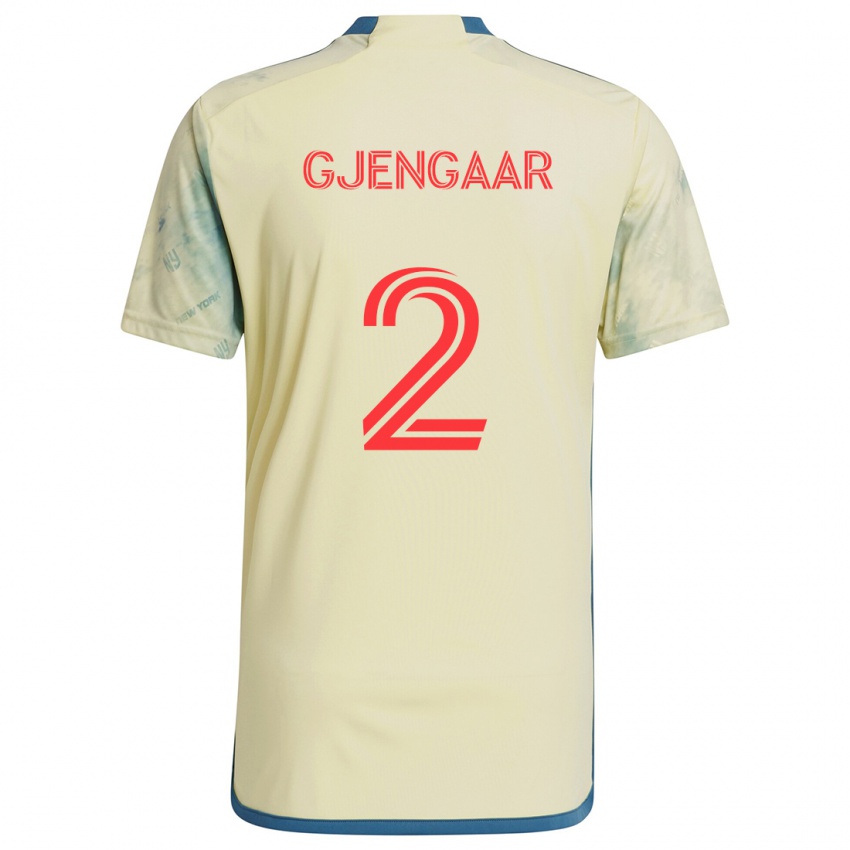 ילדים Dennis Gjengaar #2 צהוב אדום כחול ג'רזי ביתית 2024/25 חולצה קצרה