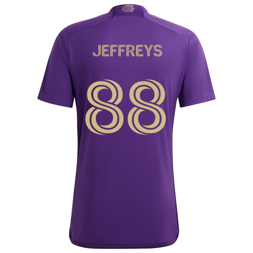 ילדים Tj Jeffreys #88 סגול צהוב ג'רזי ביתית 2024/25 חולצה קצרה