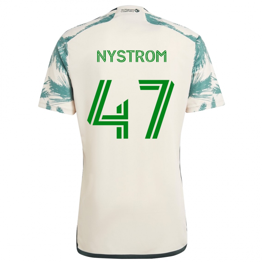 ילדים Maximo Nystrom #47 חום בז' הרחק ג'רזי 2024/25 חולצה קצרה