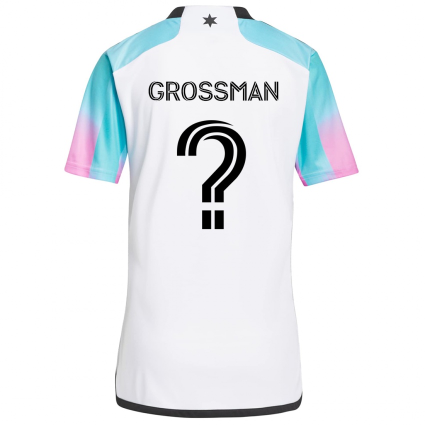 ילדים Jack Grossman #0 לבן כחול שחור הרחק ג'רזי 2024/25 חולצה קצרה