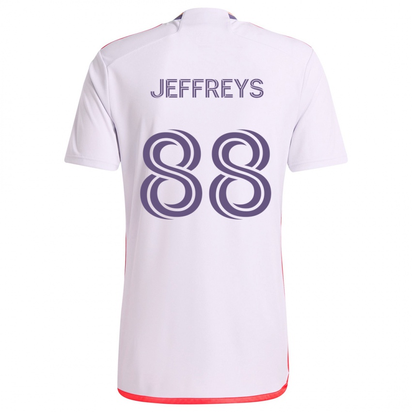 ילדים Tj Jeffreys #88 לבן אדום סגול הרחק ג'רזי 2024/25 חולצה קצרה