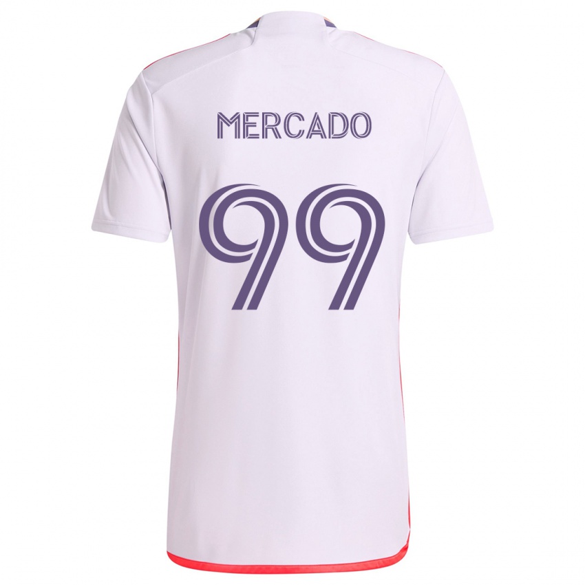 ילדים Carlos Mercado #99 לבן אדום סגול הרחק ג'רזי 2024/25 חולצה קצרה