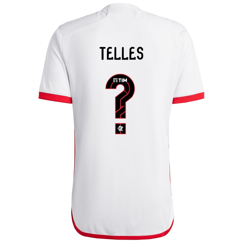 ילדים Douglas Telles #0 לבן אדום הרחק ג'רזי 2024/25 חולצה קצרה