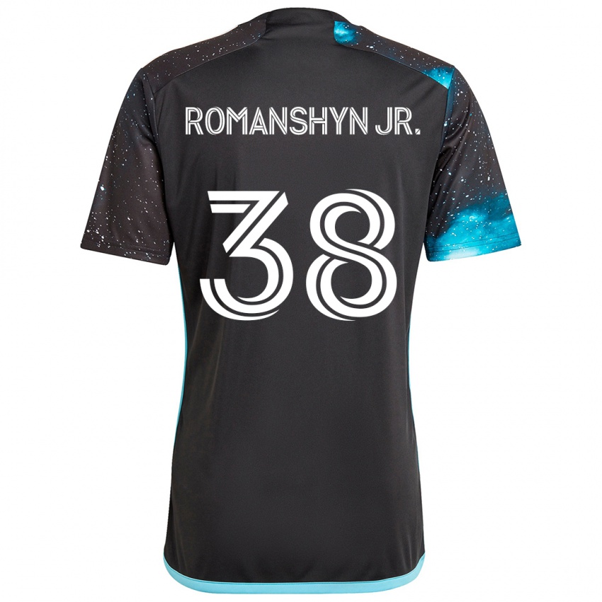 גברים Kage Romanshyn Jr. #38 שחור כחול ג'רזי ביתית 2024/25 חולצה קצרה