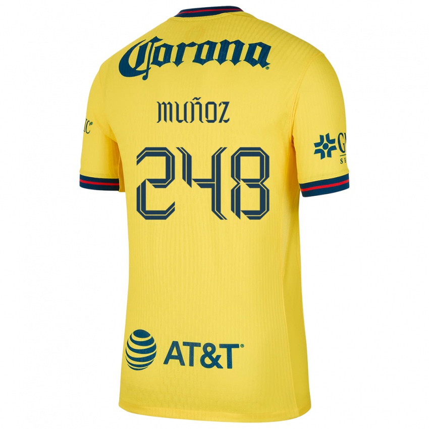 גברים Diego Muñoz #248 צהוב כחול ג'רזי ביתית 2024/25 חולצה קצרה