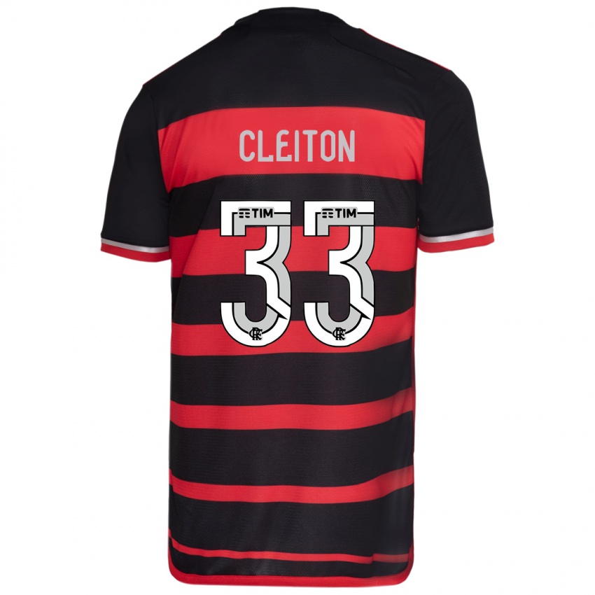 גברים Cleiton #33 אדום שחור ג'רזי ביתית 2024/25 חולצה קצרה