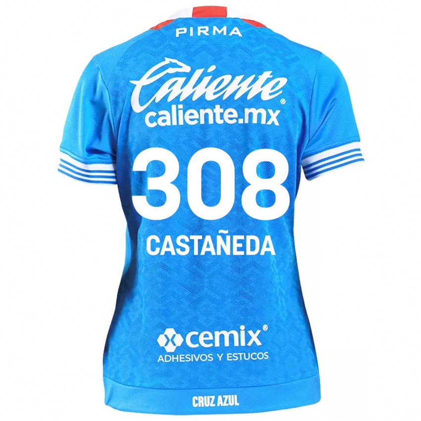 ילדים Emiliano Castañeda #308 שמים כחולים ג'רזי ביתית 2024/25 חולצה קצרה