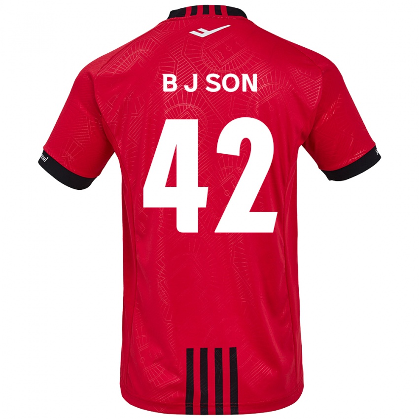 ילדים Jeong-Beom Son #42 אדום שחור ג'רזי ביתית 2024/25 חולצה קצרה