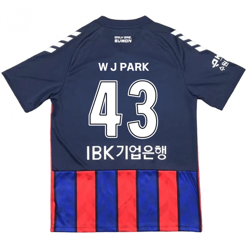 ילדים Jin-Woo Park #43 כחול אדום ג'רזי ביתית 2024/25 חולצה קצרה