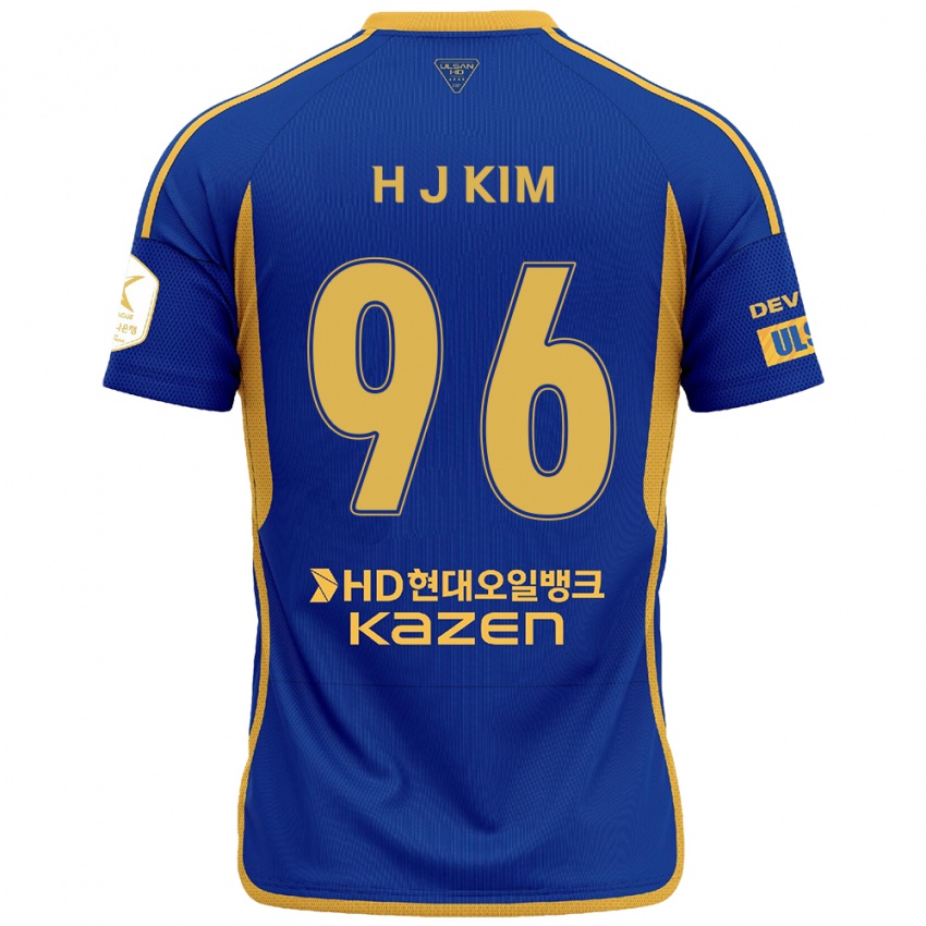 ילדים Ji-Hyun Kim #96 כחול צהוב ג'רזי ביתית 2024/25 חולצה קצרה