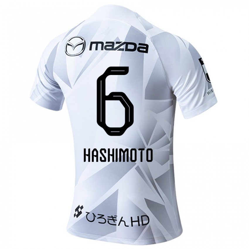 ילדים Hinata Hashimoto #6 לבן אפור שחור הרחק ג'רזי 2024/25 חולצה קצרה