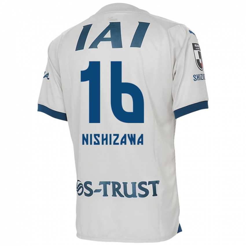 ילדים Kenta Nishizawa #16 לבן אדוםלבן כחול הרחק ג'רזי 2024/25 חולצה קצרה