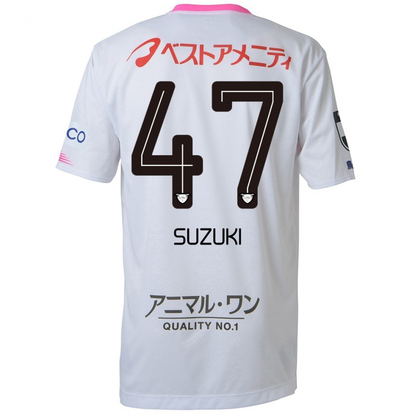 ילדים Daichi Suzuki #47 לבן כחול ורוד הרחק ג'רזי 2024/25 חולצה קצרה