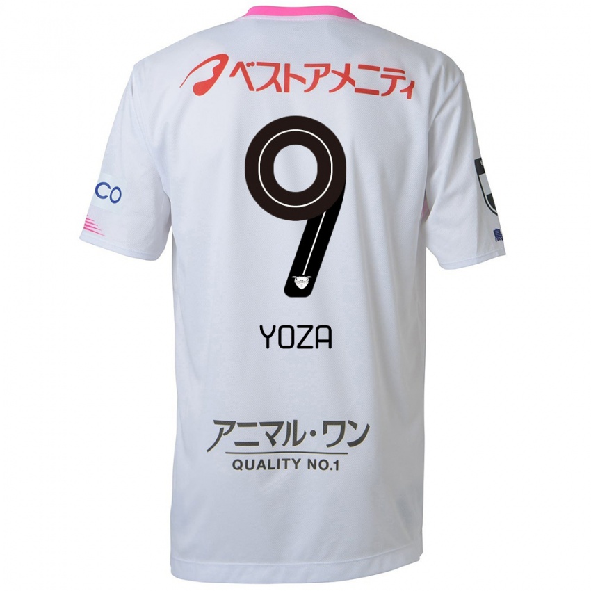 ילדים Tomomichi Yoza #9 לבן כחול ורוד הרחק ג'רזי 2024/25 חולצה קצרה