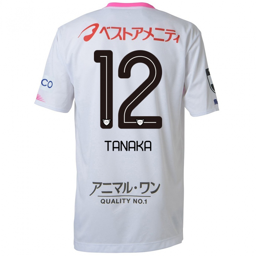 ילדים Kosei Tanaka #12 לבן כחול ורוד הרחק ג'רזי 2024/25 חולצה קצרה