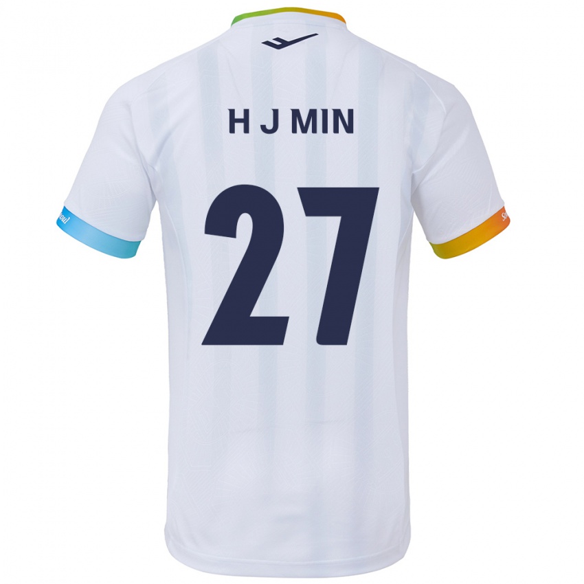 ילדים Ji-Hoon Min #27 לבן אדוםלבן כחול הרחק ג'רזי 2024/25 חולצה קצרה