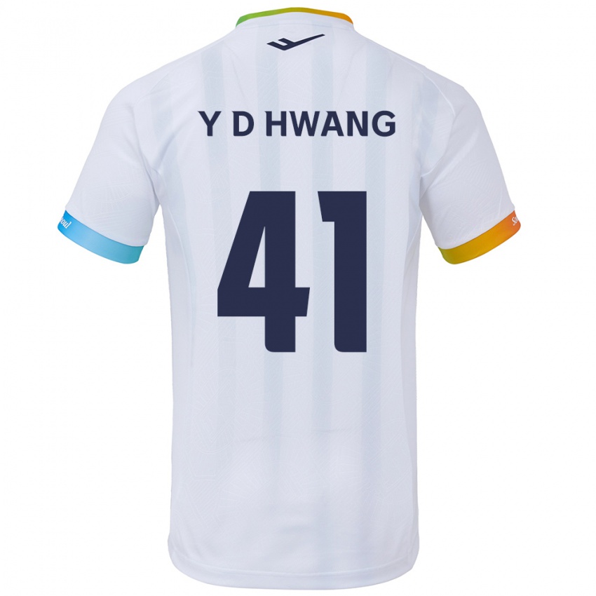 ילדים Do-Yoon Hwang #41 לבן אדוםלבן כחול הרחק ג'רזי 2024/25 חולצה קצרה