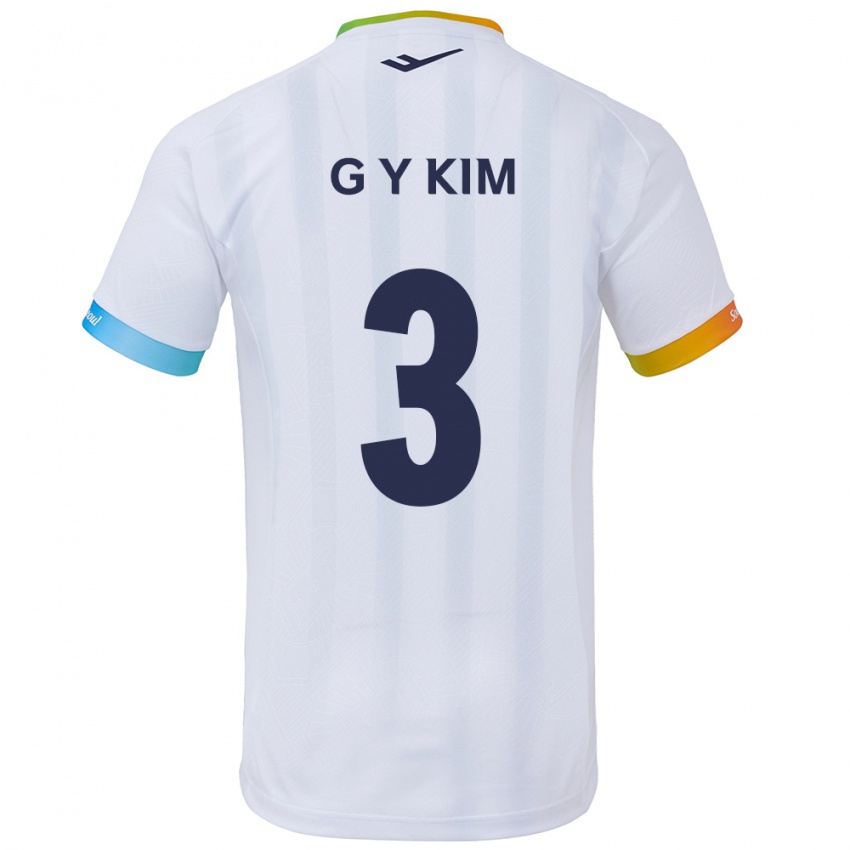 ילדים Yu-Geon Kim #3 לבן אדוםלבן כחול הרחק ג'רזי 2024/25 חולצה קצרה