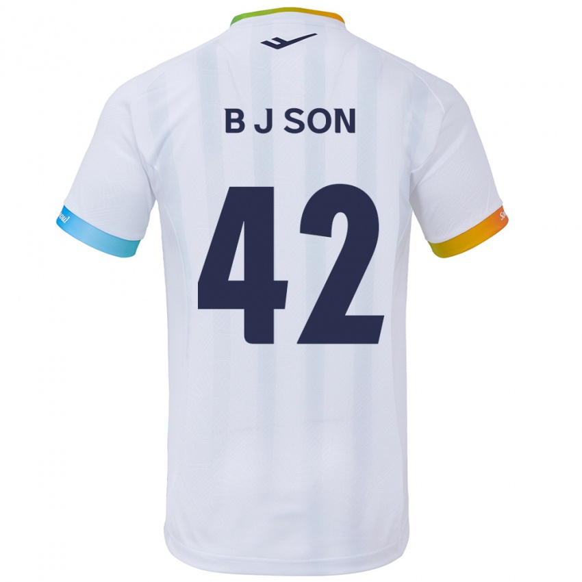 ילדים Jeong-Beom Son #42 לבן אדוםלבן כחול הרחק ג'רזי 2024/25 חולצה קצרה