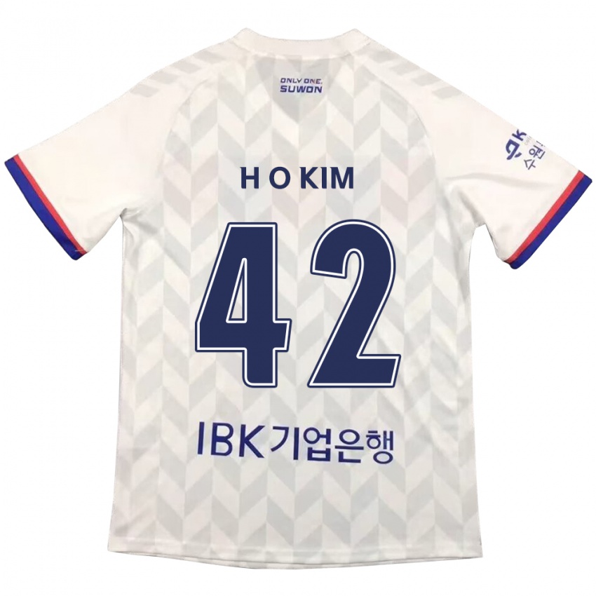 ילדים One-Hyung Kim #42 לבן אדוםלבן כחול הרחק ג'רזי 2024/25 חולצה קצרה