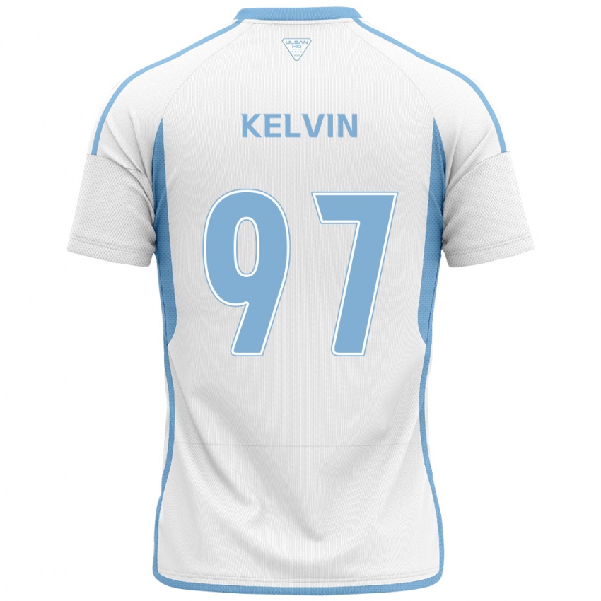 ילדים Kelvin #97 לבן אדוםלבן כחול הרחק ג'רזי 2024/25 חולצה קצרה