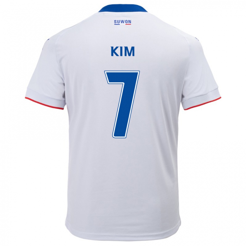 ילדים Hyun Kim #7 לבן אדוםלבן כחול הרחק ג'רזי 2024/25 חולצה קצרה