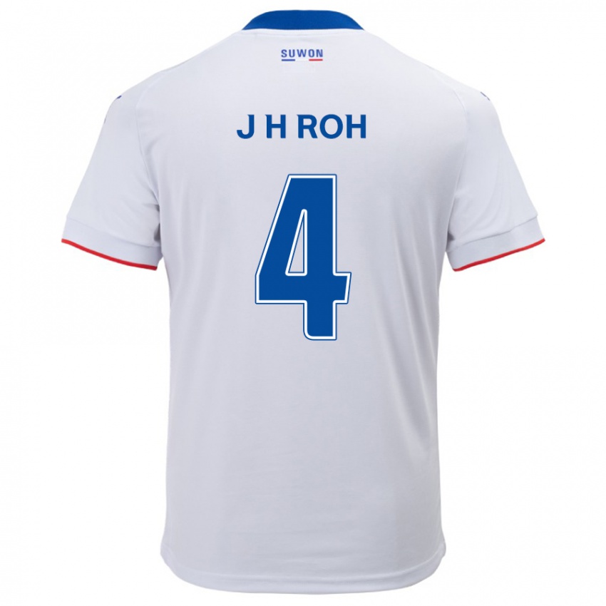 ילדים Hyun-Jun Roh #4 לבן אדוםלבן כחול הרחק ג'רזי 2024/25 חולצה קצרה