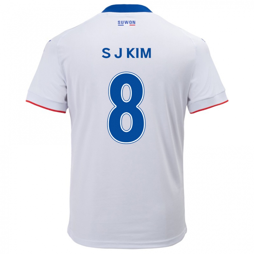 ילדים Ji-Sung Kim #8 לבן אדוםלבן כחול הרחק ג'רזי 2024/25 חולצה קצרה