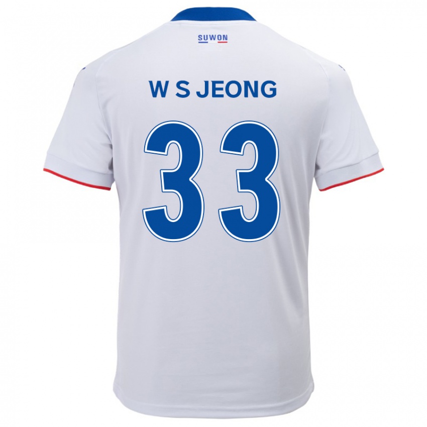 ילדים Seo-Woo Jeong #33 לבן אדוםלבן כחול הרחק ג'רזי 2024/25 חולצה קצרה