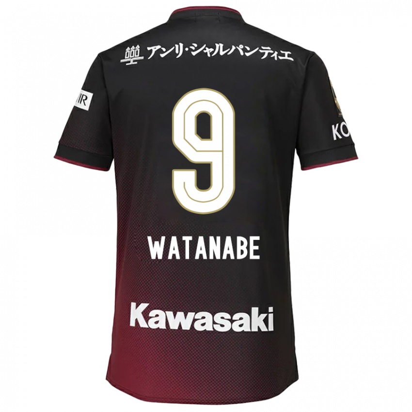 גברים Hayato Watanabe #9 שחור אדום ג'רזי ביתית 2024/25 חולצה קצרה