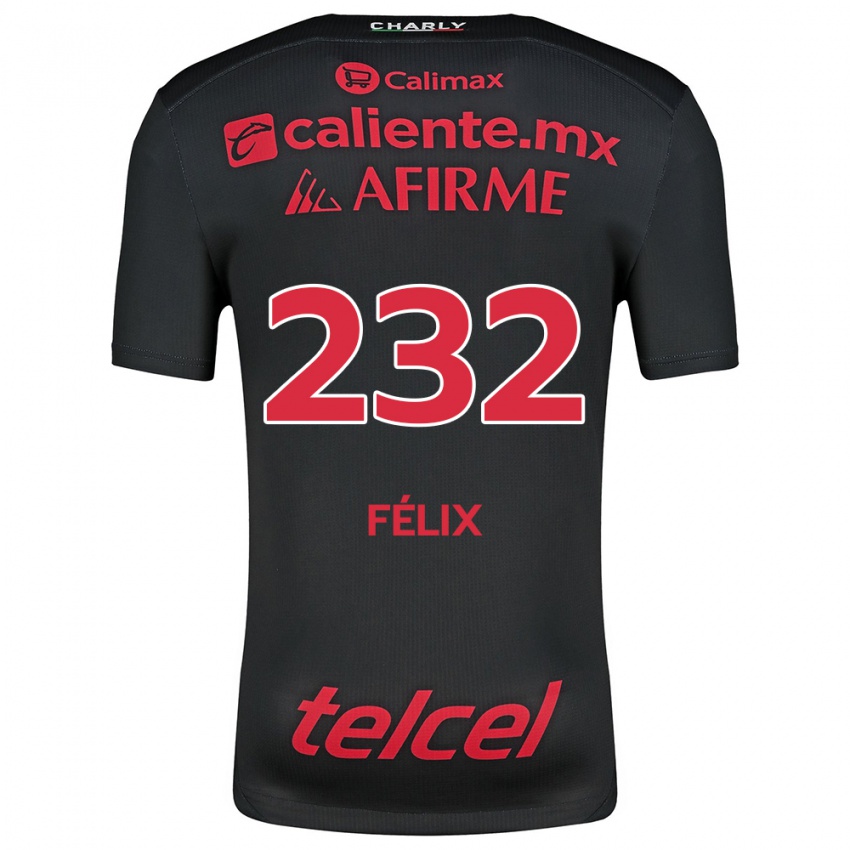 גברים Erick Félix #232 שחור אדום ג'רזי ביתית 2024/25 חולצה קצרה