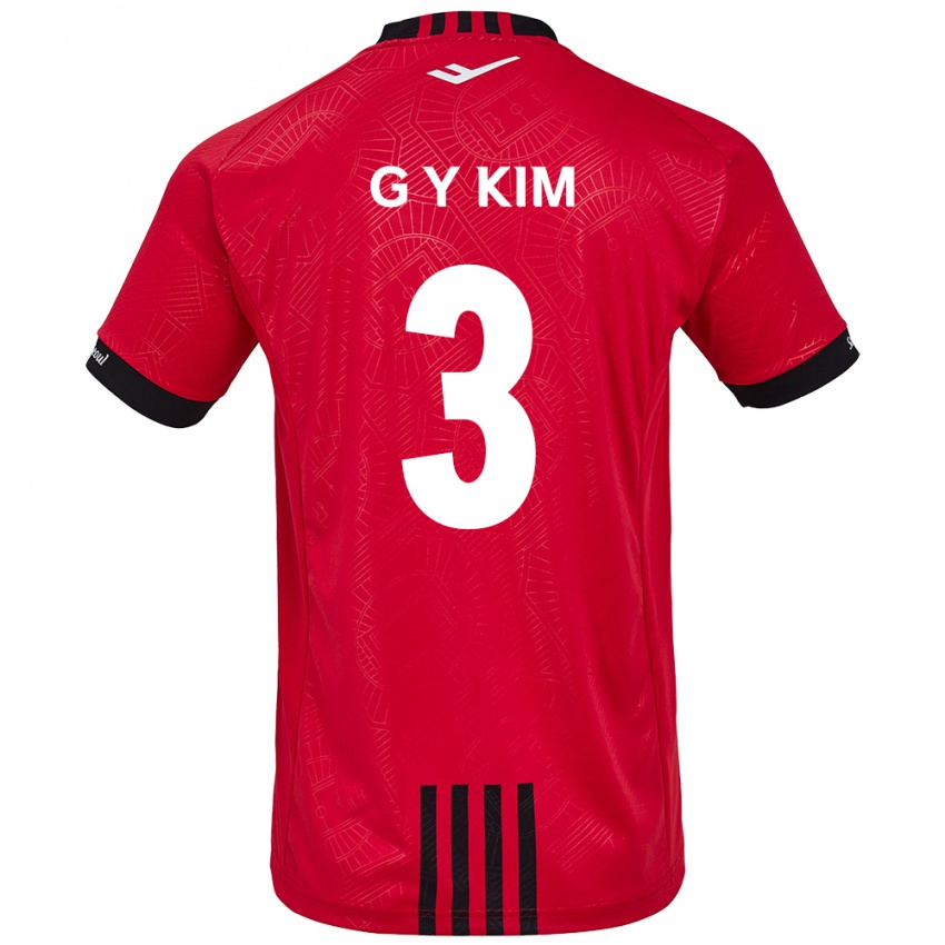 גברים Yu-Geon Kim #3 אדום שחור ג'רזי ביתית 2024/25 חולצה קצרה