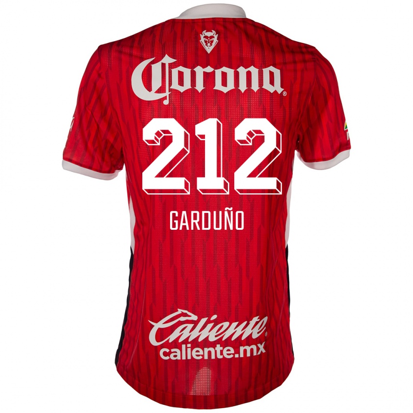 גברים Carlos Garduño #212 אדום לבן ג'רזי ביתית 2024/25 חולצה קצרה