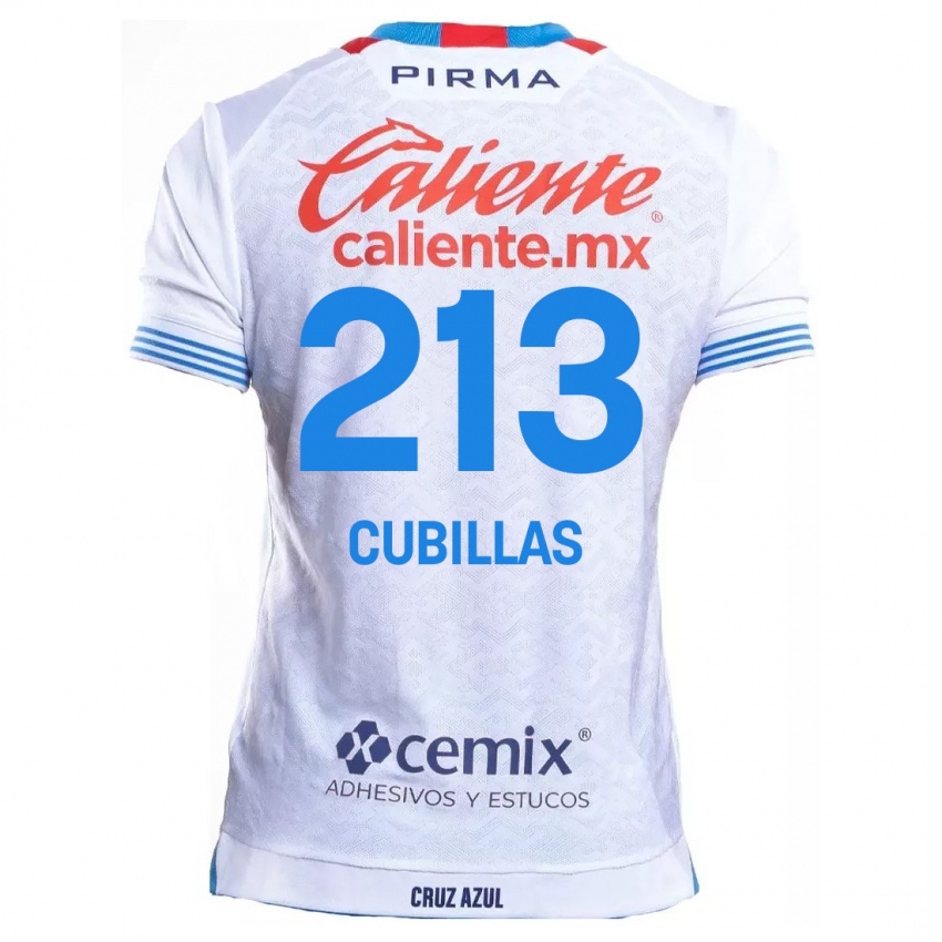 גברים Andre Cubillas #213 לבן אדוםלבן כחול הרחק ג'רזי 2024/25 חולצה קצרה