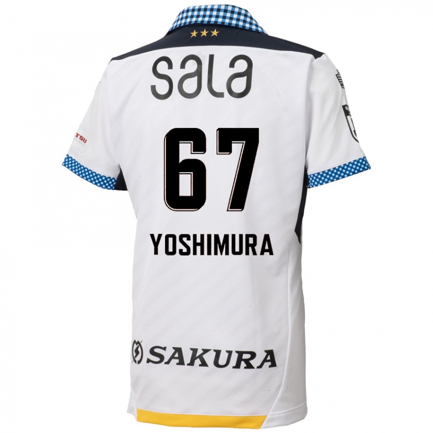 גברים Ryusei Yoshimura #67 לבן שחור הרחק ג'רזי 2024/25 חולצה קצרה