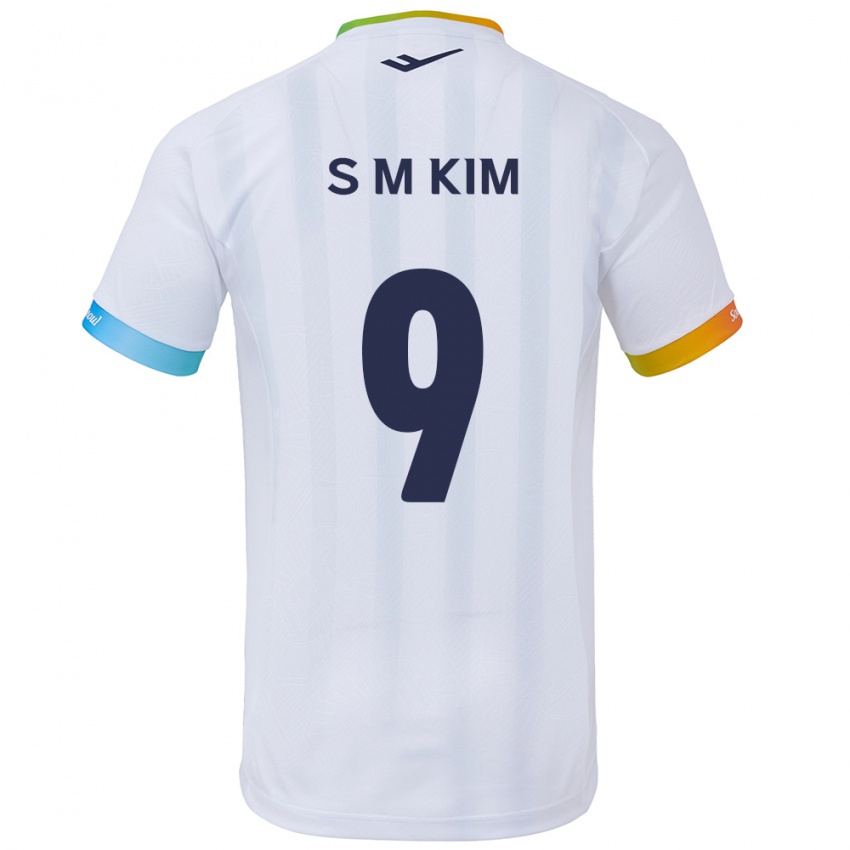 גברים Min-Sung Kim #9 לבן אדוםלבן כחול הרחק ג'רזי 2024/25 חולצה קצרה