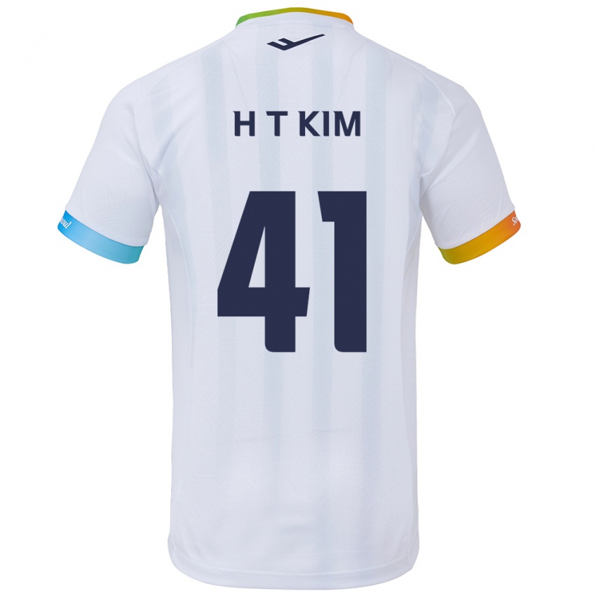 גברים Tae-Ho Kim #41 לבן אדוםלבן כחול הרחק ג'רזי 2024/25 חולצה קצרה