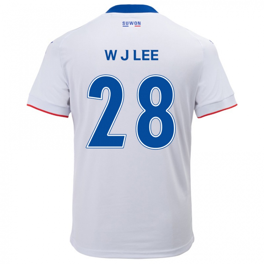 גברים Jun-Woo Lee #28 לבן אדוםלבן כחול הרחק ג'רזי 2024/25 חולצה קצרה